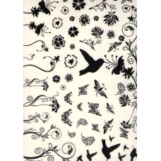 Ref. 78638 - DECALQUE FLORES E PASSAROS PRETO 2165/050